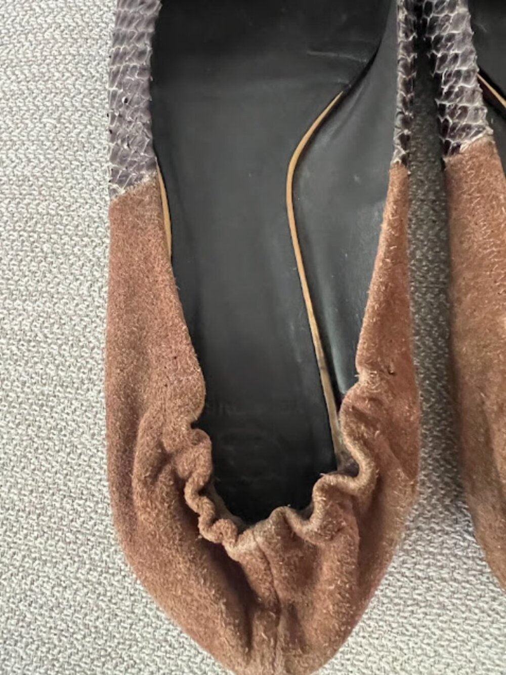 Tory Burch Brown Gold Reva Round Toe Slip On Ballet Flats Shoes Size 9M - Picture 12 of 15